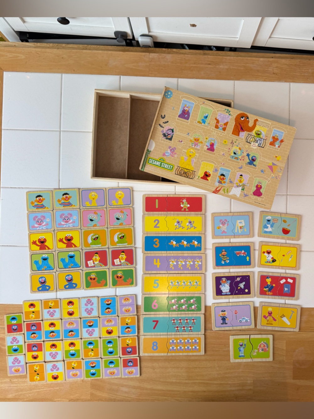 Sesame Street Wooden Game Puzzle Set -2011 Cardinal RARE Match Count Jobs & More - Picture 5 of 12
